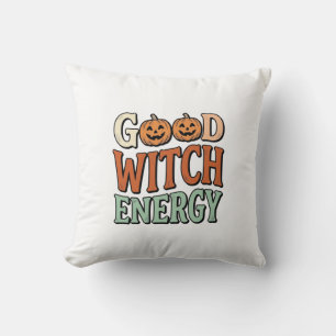 Good Witch Energy Vintage Halloween Vector Design_ Throw Pillow
