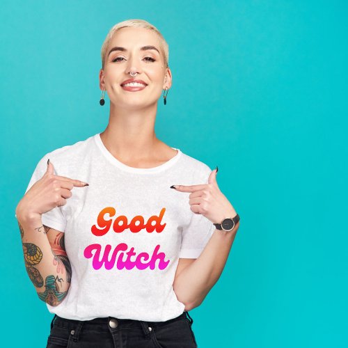 Good Witch Funny Pink  Orange Font Halloween T_Shirt