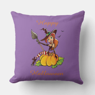 Good Witch Happy Halloween Throw Pillow