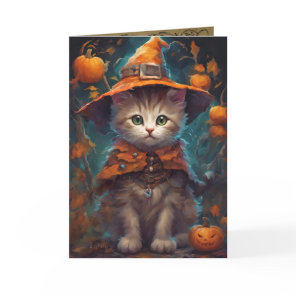 Good Witch Kitten, Cute Halloween Cat Greeting Card