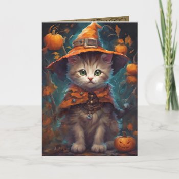 Good Witch Kitten  Cute Halloween Cat Greeting Card by golden_oldies at Zazzle