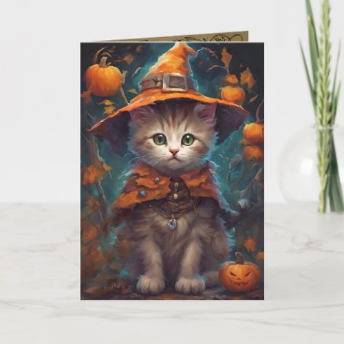 Good Witch Kitten Cute Halloween Cat Greeting Card