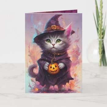 Good Witch Kitty  Cute Halloween Cat Greeting Card by golden_oldies at Zazzle