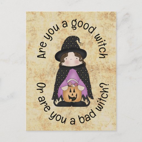 Good Witch Or Bad Witch Kids Halloween Postcard