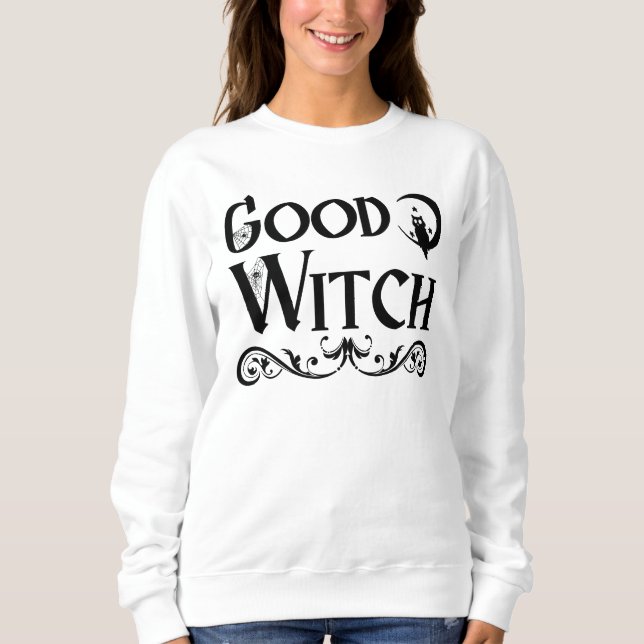 Good Witch Owl Black and White Halloween  Sweatshirt (Front)