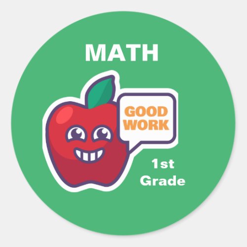 Good Work Student Math Award Sticker Customize