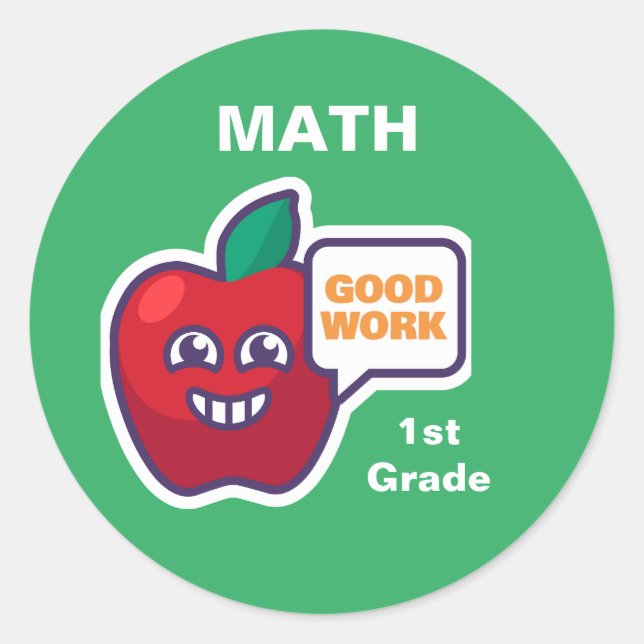 Good Work! Student Math Award Sticker Customize (Front)