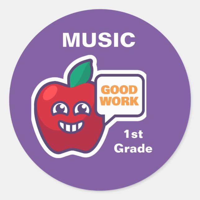 Good Work! Student Music Award Sticker Customize (Front)