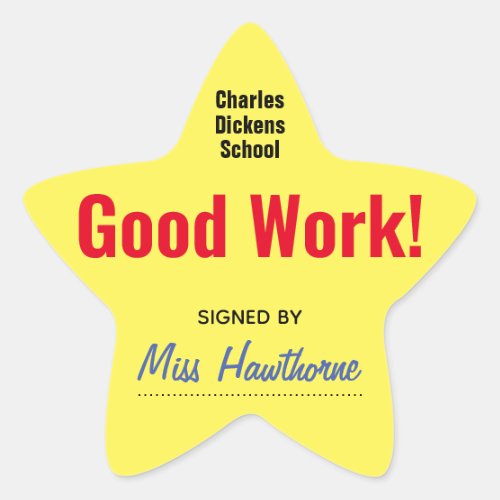 Good Work Well done pupil at school Star Sticker