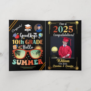 Goodbye 10th Grade Hello Summer Graduation  Foil Greeting Card