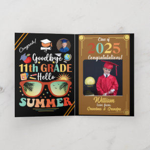 Goodbye 11th Grade Hello Summer Graduation Custom Foil Greeting Card