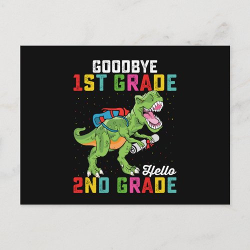 Goodbye 1st Grade Hello 2nd Grade T Rex Dinosaur Postcard