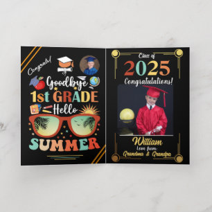 Goodbye 1st Grade Hello Summer Graduation Custom   Foil Greeting Card