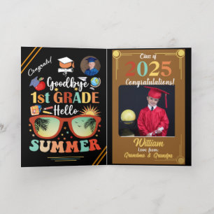 Goodbye 1st Grade Hello Summer Graduation Custom Foil Greeting Card