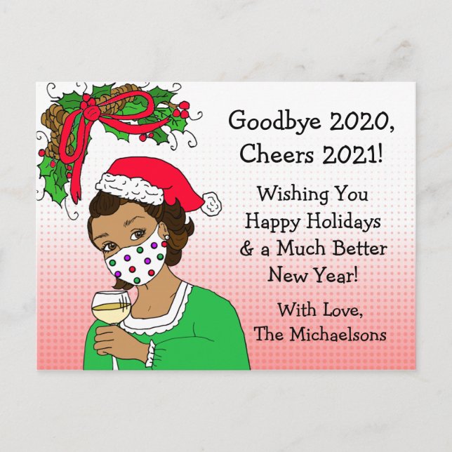 Goodbye 2020 Christmas Humor Funny Retro Lady Postcard (Front)