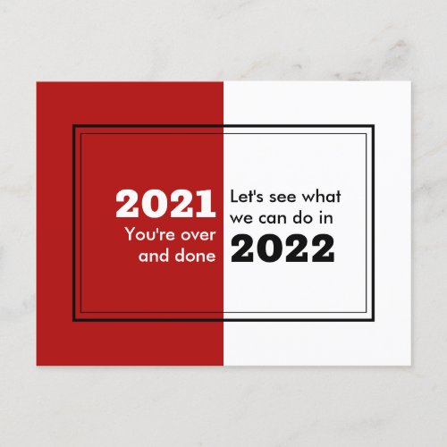 Goodbye 2021 Hello 2022 Happy New Year Postcard