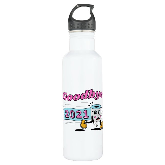 Goodbye 2021 Toilet paper roll Stainless Steel Water Bottle (Front)