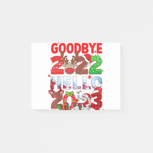 Goodbye 2022 Hello 2023 Cute Christmas Tee Post_it Notes