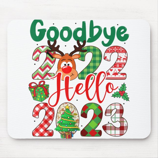 Goodbye 2022 Hello 2023 Leopard Christmas Mouse Pad (Front)