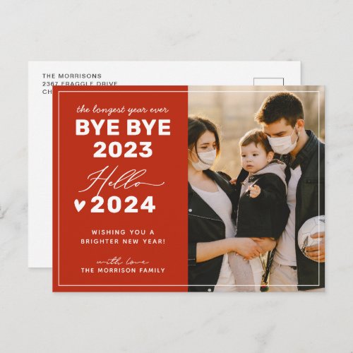 Goodbye 2023 Hello 2024 Happy New Year Photo Holiday Postcard