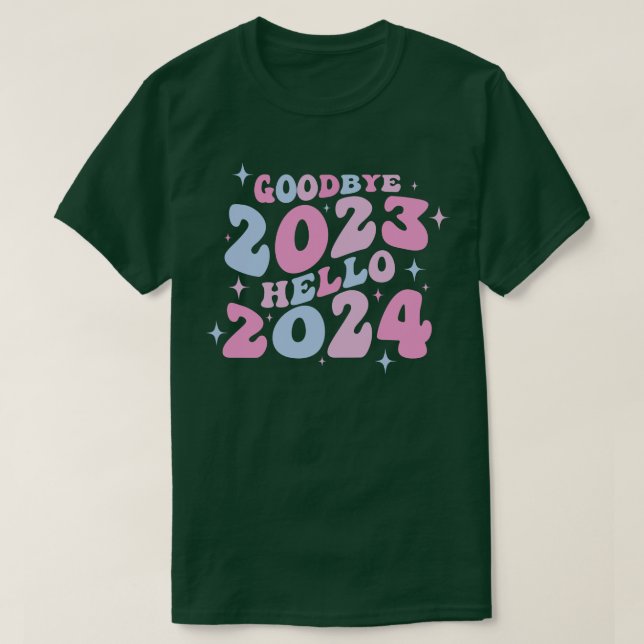 Goodbye 2023 hello 2024 wavy pastel T-Shirt (Design Front)