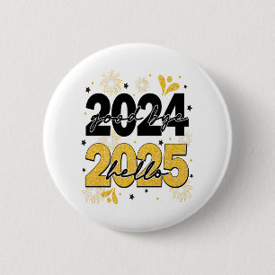 Goodbye 2024 Hello 2025 Fireworks Happy New Years  Button