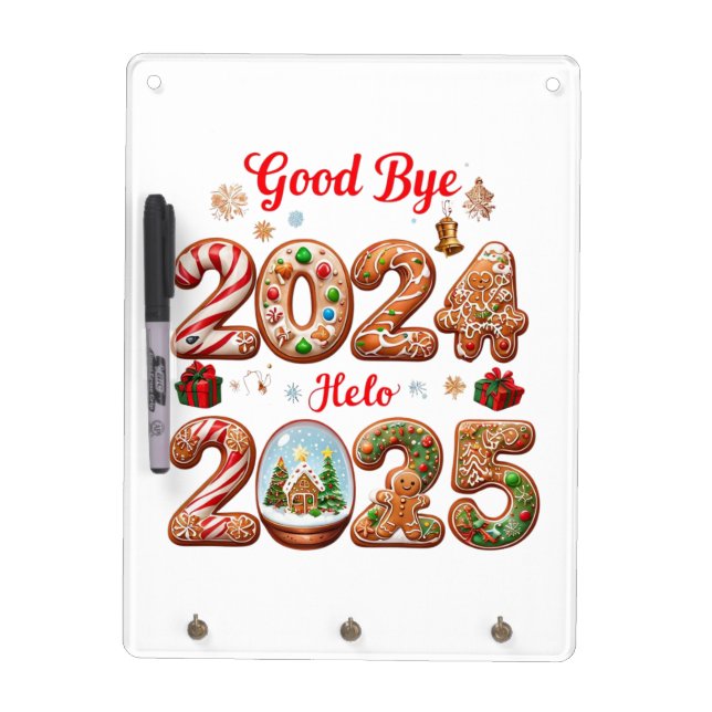 Goodbye 2024 Hello 2025 Happy New Year Design Dry Erase Board (Front)