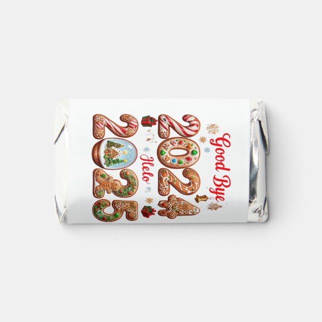 Goodbye 2024 Hello 2025 Happy New year Design Hershey's Miniatures (Front)