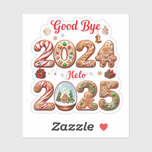 Goodbye 2024 Hello 2025 Happy New Year Design Sticker (Sheet)