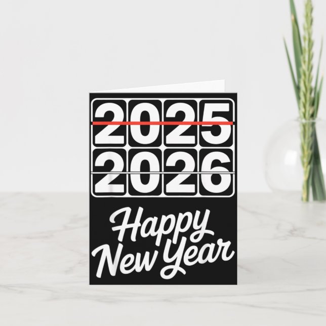 Goodbye 2025 Hello 2026 Clock Happy New Year Party Card (Front)