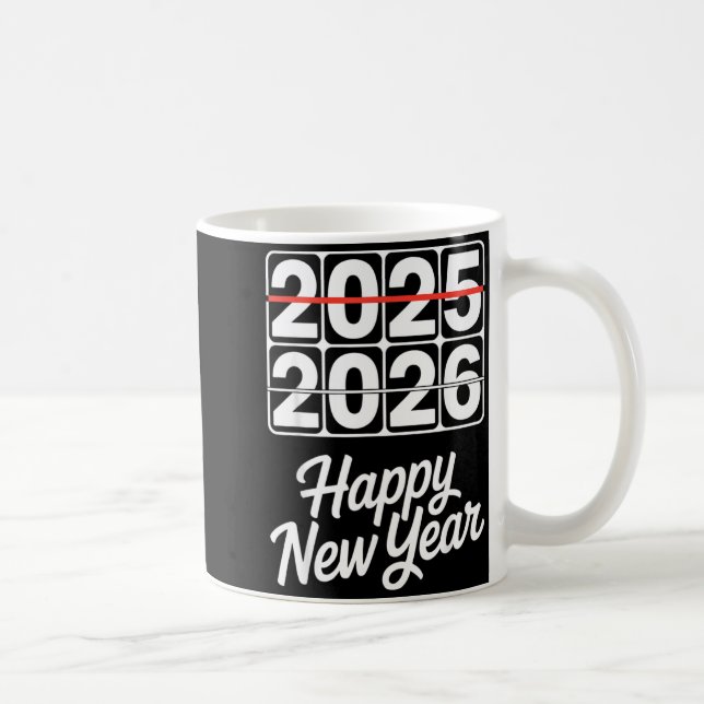 Goodbye 2025 Hello 2026 Clock Happy New Year Party Coffee Mug (Right)