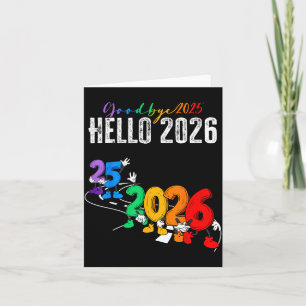 Goodbye 2025 Hello 2026 Funny Cartoon New Year Boy Card