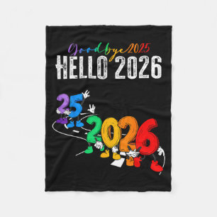 Goodbye 2025 Hello 2026 Funny Cartoon New Year Boy Fleece Blanket
