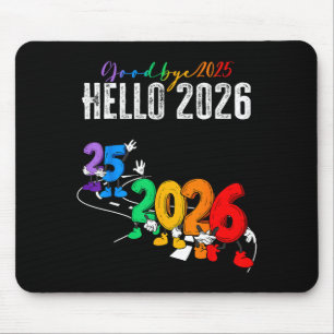 Goodbye 2025 Hello 2026 Funny Cartoon New Year Boy Mouse Pad
