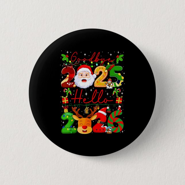 Goodbye 2025 Hello 2026 Happy New Year Christmas F Button (Front)