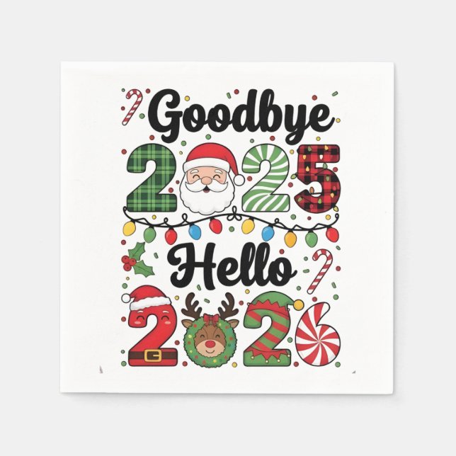 Goodbye 2025 Hello 2026 New Year Resolution   Napkins (Front)