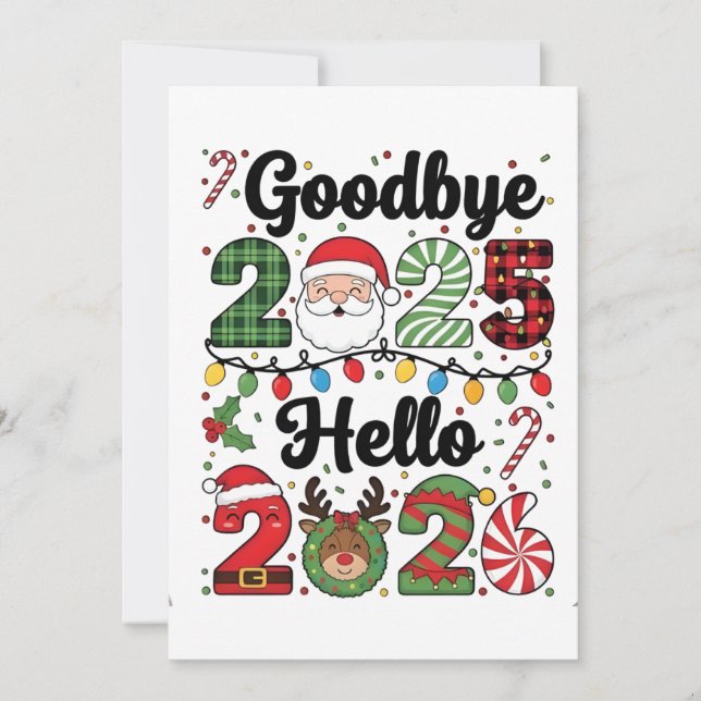 Goodbye 2025 Hello 2026 New Year Resolution   Note Card (Front)