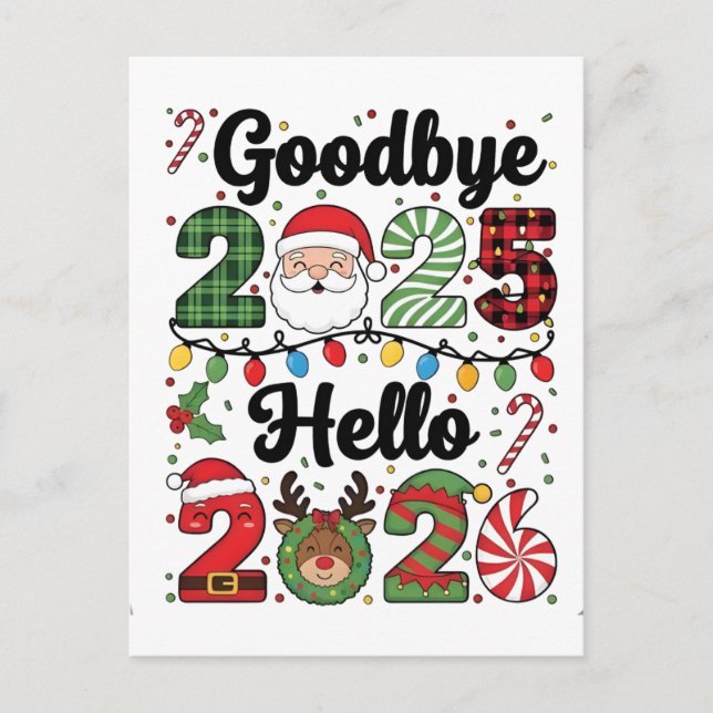 Goodbye 2025 Hello 2026 New Year Resolution   Postcard (Front)