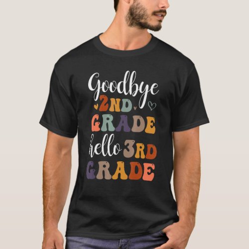 Goodbye 2nd Grade Hello 3rd Grade Students Retro V T_Shirt