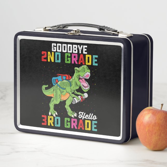 Goodbye 2nd Grade Hello 3rd Grade T Rex Dinosaur Metal Lunch Box (In Situ)