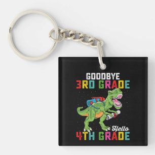 Goodbye 3rd Grade Hello 4th Grade T Rex Dinosaur Keychain