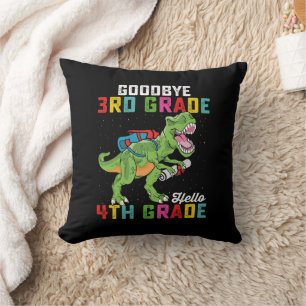 Goodbye 3rd Grade Hello 4th Grade T Rex Dinosaur Throw Pillow