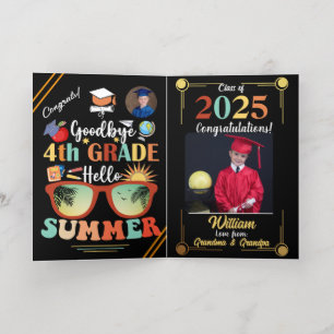 Goodbye 4th Grade Hello Summer Graduation Custom   Foil Greeting Card