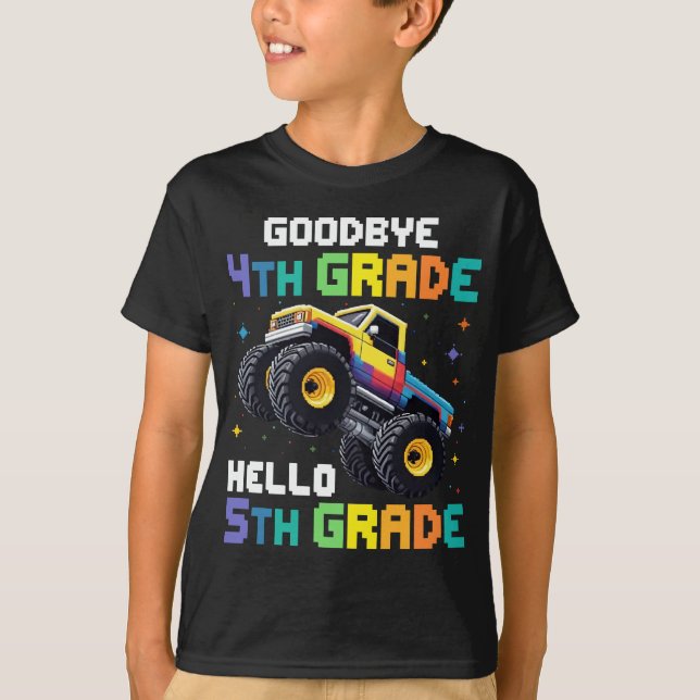 Goodbye 4th Grade Monster Truck Graduation  T-Shirt (Front)