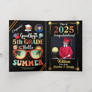 Goodbye 5th Grade Hello Summer Graduation Custom   Foil Greeting Card
