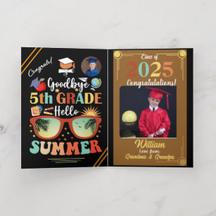Goodbye 5th Grade Hello Summer Graduation Custom Foil Greeting Card
