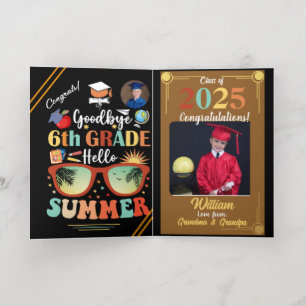 Goodbye 6th Grade Hello Summer Graduation Custom Foil Greeting Card