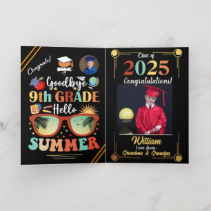 Goodbye 9th Grade Hello Summer Graduation Custom   Foil Greeting Card