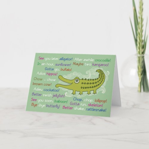 Goodbye and Good luck from Group Alligator Card