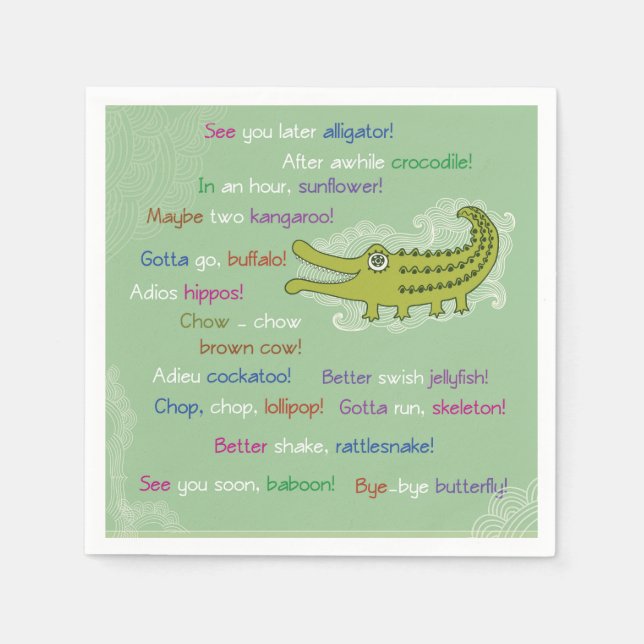 Goodbye and Good luck from Group, Alligator Napkins (Front)